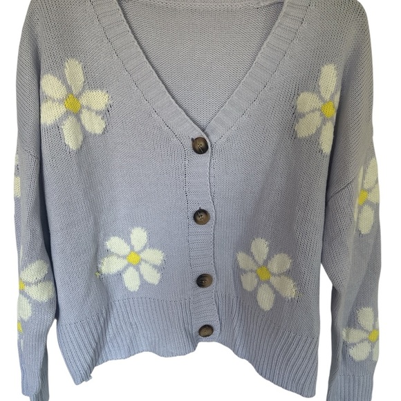 Floral Button-Up Sweater - Light purple - Picture 1 of 6
